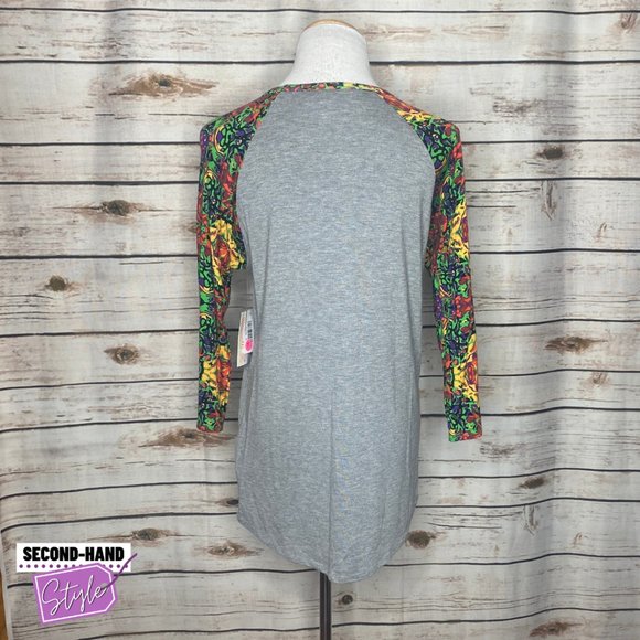 LuLaRoe Bright Floral Sleeves NWT Randy Tee - Picture 3 of 4